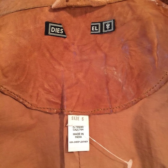 Diesel Leather Brown Western Men Shirt Jacket Sz S - Picture 8 of 8